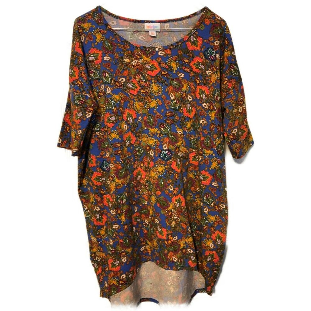 LuLaRoe Women's Simply Comfortable Orange Turquoise Yellow Tunic Top - Size XS